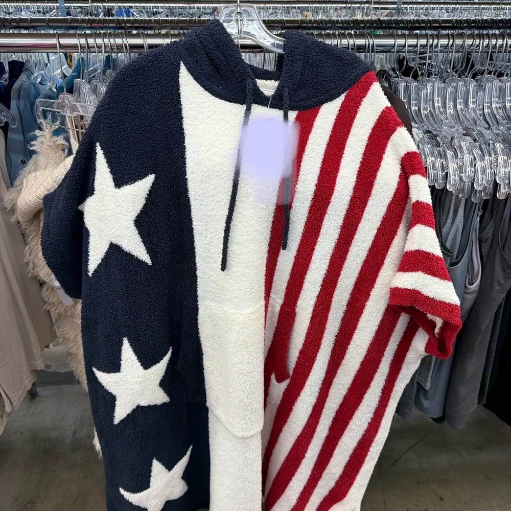Barefoot Dreams Stars and Stripes Hooded Poncho